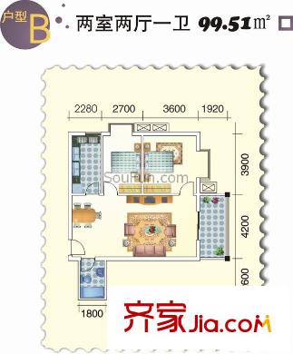 南方星座 2室 戶型圖