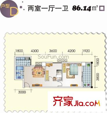 南方星座 2室 戶型圖