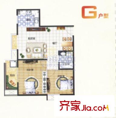 東方星家園戶型圖G戶型 2室2廳1衛(wèi)1廚