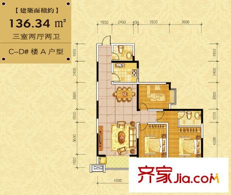  陽(yáng)光嘉庭 戶型圖 3室2廳2衛(wèi) 