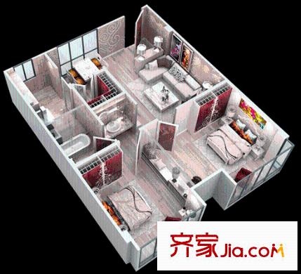 禎祥寶庫戶型圖1-g戶型 2室2廳1衛(wèi)1廚