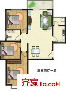 龍府北郡戶型圖A型結(jié)構(gòu)標(biāo)準(zhǔn)層戶型圖 2室2廳1衛(wèi)1廚