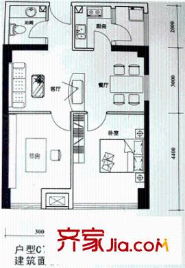 新一代國際公寓 2室 戶型圖