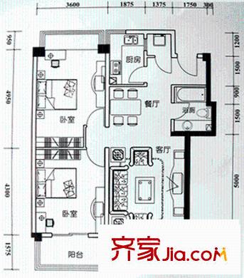 新一代國際公寓 2室 戶型圖