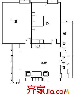 新一代國際公寓 2室 戶型圖