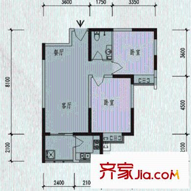含光靜里戶型圖戶型3 2室2廳1衛(wèi)1廚