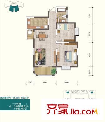 香克林小鎮(zhèn)戶型圖7/9#樓 10#樓1單元 11#樓3單元戶型圖 2室2廳1衛(wèi)1廚