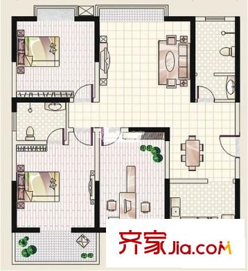 泰德紫玉公館戶型圖紫玉公館 3室 戶型圖 3室2廳2衛(wèi)1廚