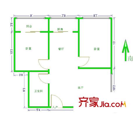 安景苑 2室 戶型圖