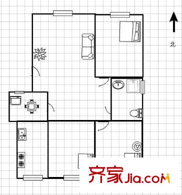 金?；▓@ 戶型圖 2室2廳1衛(wèi) 