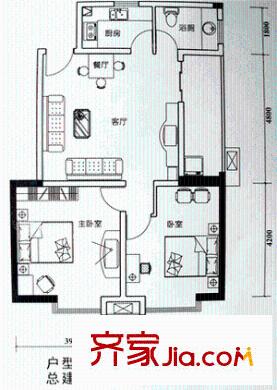 新一代國(guó)際公寓 2室 戶(hù)型圖