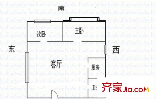 新一代國(guó)際公寓 2室 戶(hù)型圖 