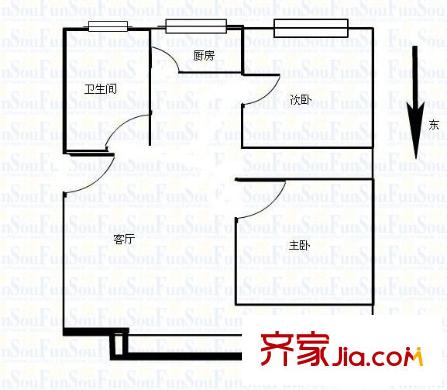 秦川社區(qū)29街坊戶型圖秦川29街坊 2室 戶型圖 2室2廳1衛(wèi)1廚