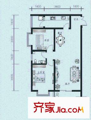 金裕花園 戶型圖 2室2廳1衛(wèi) 