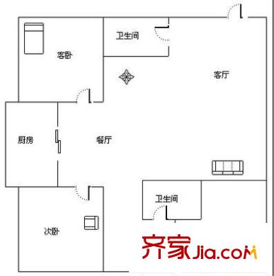 金?；▓@ 戶型圖 3室2廳2衛(wèi) 