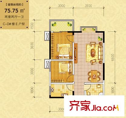 和平花園 戶型圖 2室2廳1衛(wèi)