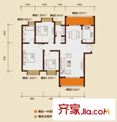 金源御景華府戶型圖二期九平方米16#樓C戶型標(biāo)準(zhǔn)層 3室2廳2衛(wèi)1廚