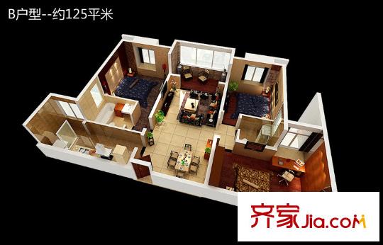 金源御景華府戶型圖二期九平方米12、18#樓B戶型標(biāo)準(zhǔn)層 3室2廳2衛(wèi)1廚