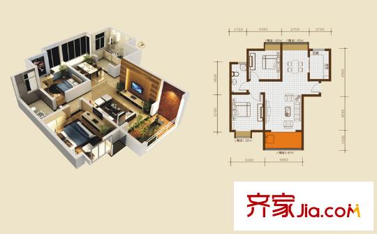 金源御景華府戶型圖二期九平方米12、18#樓C戶型標(biāo)準(zhǔn)層 2室2廳1衛(wèi)1廚