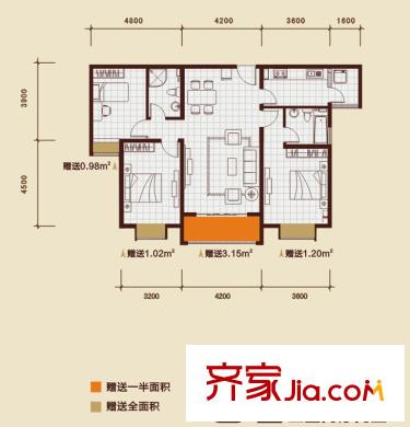 金源御景華府戶型圖二期九平方米13#樓B戶型標(biāo)準(zhǔn)層 3室2廳2衛(wèi)1廚