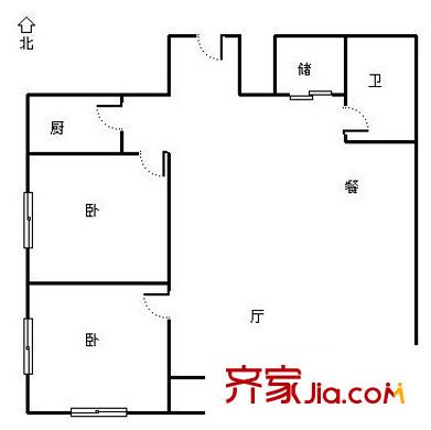 中天國際公寓 2室 戶型圖