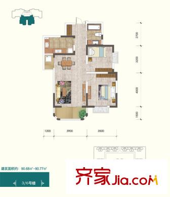 香克林小鎮(zhèn)戶型圖3/6號(hào)樓戶型圖標(biāo)準(zhǔn)層 2室2廳1衛(wèi)1廚