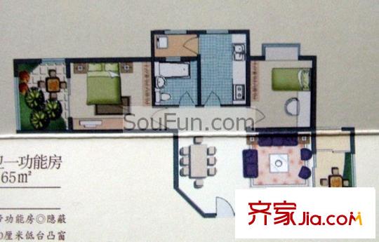 康橋邊的院子戶型圖2室2廳1衛(wèi)1廚