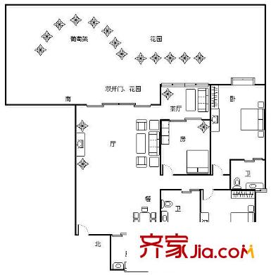 康橋邊的院子 3室 戶型圖