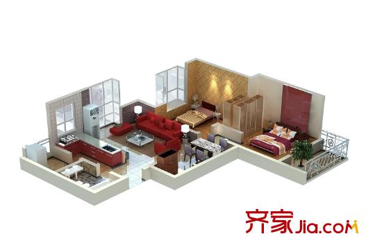 萬家燈火戶型圖D戶型 2室2廳1衛(wèi)1廚