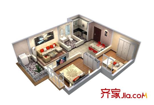 萬家燈火戶型圖E戶型 2室2廳1衛(wèi)1廚
