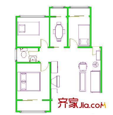 安景苑 3室 戶型圖