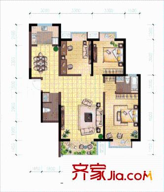 金?；▓@ 戶型圖 3室2廳2衛(wèi) 