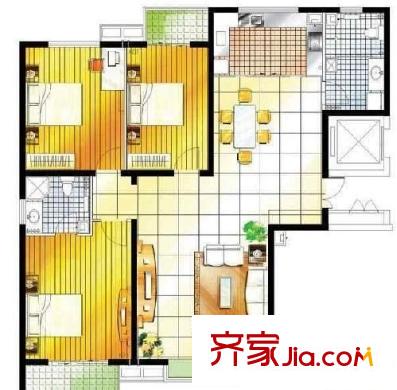 金?；▓@ 戶型圖 3室2廳2衛(wèi) 