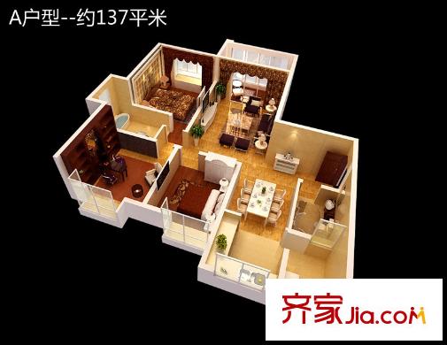 金源御景華府戶型圖二期九平方米12、18#樓A戶型標(biāo)準(zhǔn)層 3室2廳2衛(wèi)1廚