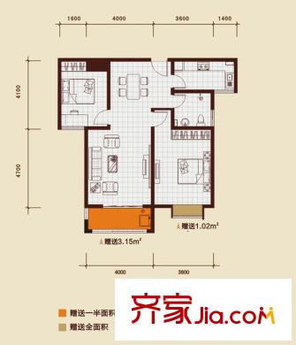 金源御景華府戶型圖二期九平方米16#樓D戶型標(biāo)準(zhǔn)層 2室2廳1衛(wèi)1廚