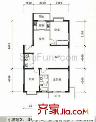 中天國際公寓 3室 戶型圖 