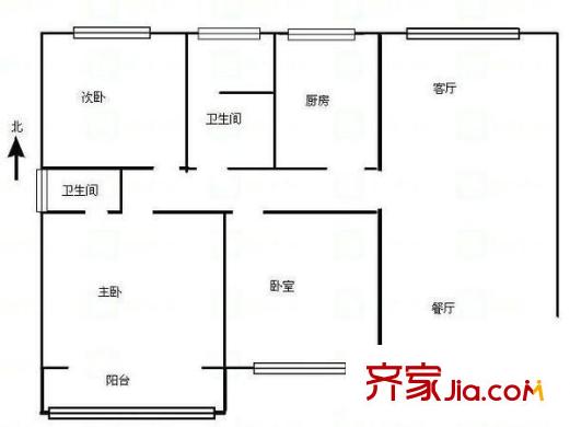 信步閑庭 3室 戶型圖