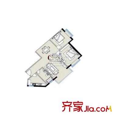 宏林名筑戶型圖C戶型 2室2廳1衛(wèi)1廚
