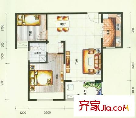 蘭喬國際城 2室 戶型圖