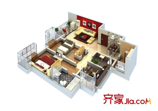 萬家燈火戶型圖B戶型 3室2廳2衛(wèi)1廚