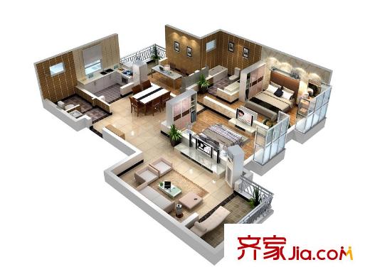 萬家燈火戶型圖C戶型 3室2廳2衛(wèi)1廚