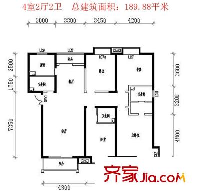 西市佳園戶型圖戶型圖 4室2廳1廚