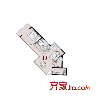 宏林名筑戶型圖D戶型 2室2廳1衛(wèi)1廚