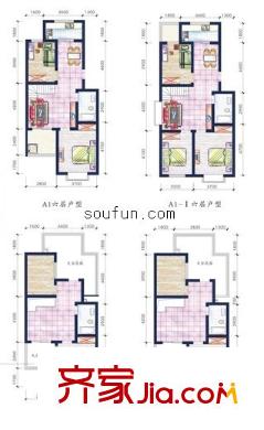 蔚藍人家戶型圖3室2廳2衛(wèi)1廚