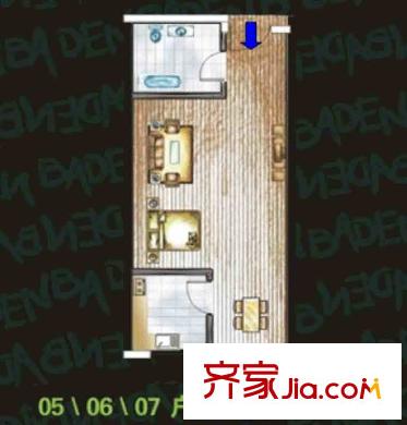 車城溫泉花園戶型圖05-06-07戶型 1室1廳1衛(wèi)1廚