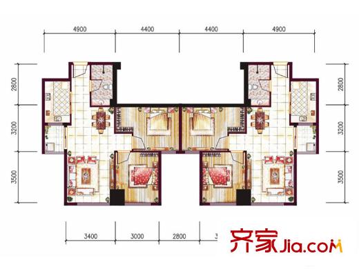 學府首座2號樓K4戶型 2室1廳1衛(wèi)1廚