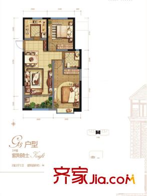 偉業(yè)公館3號(hào)樓G3戶型 2室2廳1衛(wèi)1廚