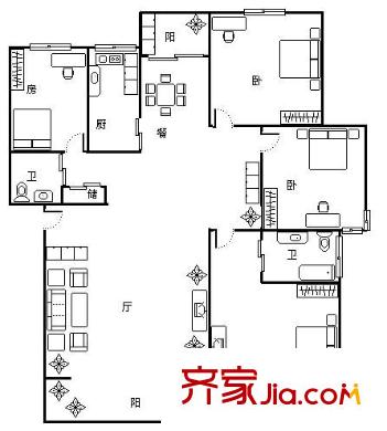 紫薇城市花園 4室 戶型圖