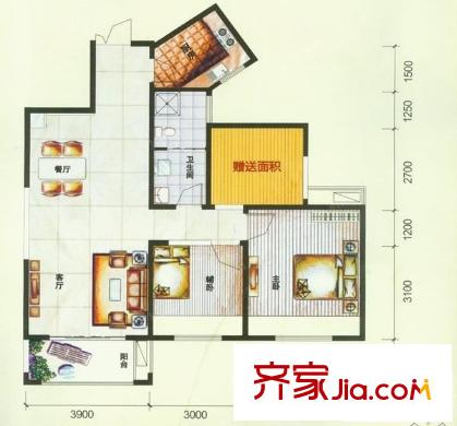 蘭喬國際城 2室 戶型圖