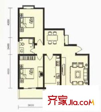 綠港花園戶型圖2室2廳1衛(wèi)1廚